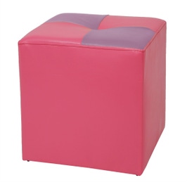 Taburet Cool tip cub, fix, patrat, imitatie piele, roz + mov, 35 x 35 x 36 cm