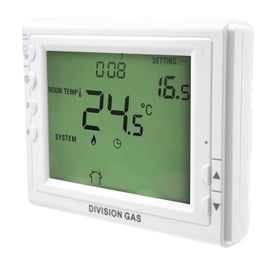 Termostat de ambient pentru centrala, cu fir, Division Gas DG908 WHB-3, programabil, 2 x AA, 230 V