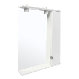 Dulap baie cu oglinda, iluminare si polita, 1 usa, dreapta, Roma, alb, 69 x 14.5 x 90.5 cm