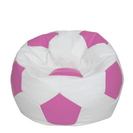 Fotoliu puf Mondo Ball, imitatie piele, alb + roz, D74 cm