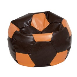 Fotoliu puf Mondo Ball, imitatie piele, maro + portocaliu, D74 cm
