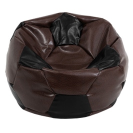 Fotoliu puf Mondo Ball, imitatie piele, maro + negru, D74 cm