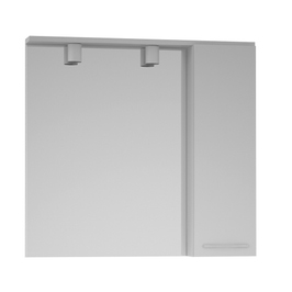 Dulap baie cu oglinda, cu iluminare, 1 usa, dreapta, Martplast Step, alb, 84 x 80 x 16 cm