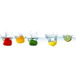 Panou decorativ bucatarie Splashback, compozit, luminescent, SPB 061, fructe in apa, 2600 x 600 x 3 mm