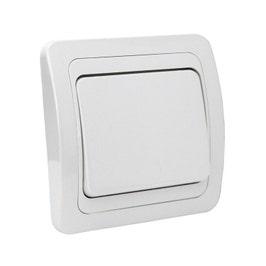 Intrerupator simplu Comtec Eco Premium MF0012-06001, incastrat, ceramica, rama inclusa, alb