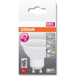 Bec LED color Osram spot PAR16 GU10 4.2W 250lm lumina calda 2700 K + RGB + telecomanda, dimabil