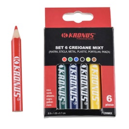 Creion dulgherie, Kronus 71299MIX, set 6 bucati, culori diverse