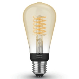 Bec inteligent LED Philips Hue clasic ST64 E27 7W 550lm lumina calda 2100 K, Wi-Fi, dimabil, cu filament