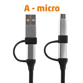 Cablu de incarcare USB Multi 4 in 1, tip C-C, C-micro, C-A, A-micro, 3 A, 1.5 m