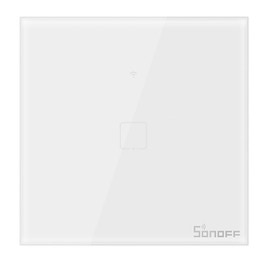 Intrerupator touch smart / inteligent, simplu cu indicator luminos Sonoff T0EU1C, wireless, incastrat, alb