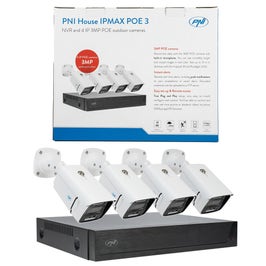 Kit supraveghere smart / inteligent PNI-IPMAX3, NVR si 4 camere, 3MP, interior / exterior