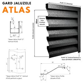 Panou gard jaluzea Atlas, tabla din otel zincat, negru (RAL 9005), hi-mat - fata, lucios - spate, 2045 x 900 x 0.5 mm