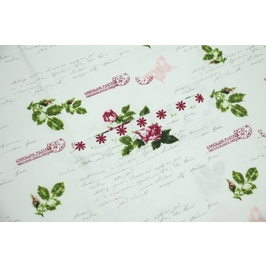 Sort bucatarie N-7743, model floral, bumbac, bej + roz + verde, 90 x 70 cm