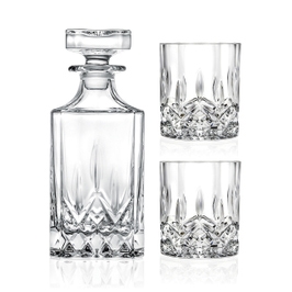 Pahar + sticla whisky, Opera, din cristal, 210 + 750 ml, set 3 bucati
