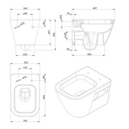Set vas WC suspendat + capac lenta (soft close) Sanindusa Look 134932004, 34.2 x 42.9 x 36 cm