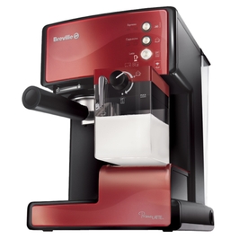 Espressor cafea Breville Prima Latte VCF046X-DIM, cafea macinata + capsule, 15 bar, 1050 W, capacitate 1.5 litri, recipient lapte detasabil 0.3 litri, functie autocuratare, sistem termoblock, rosu + negru