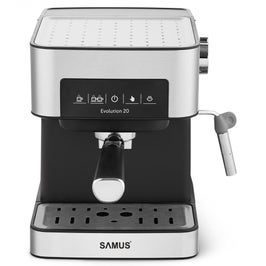 Espressor cafea Samus Evolution 20, cafea macinata, 20 bar, 850 W, capacitate 1.6 litri, panou touch control, valva de siguranta eliberare presiune, rezervor din aliaj de aluminiu, indicatoare luminoase, argintiu + negru