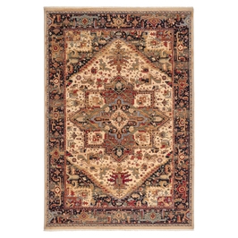 Covor living / dormitor Carpeta Antique 28861-53555, 120 x 145 cm, lana, bej + maro + rosu + bleumarin, dreptunghiular