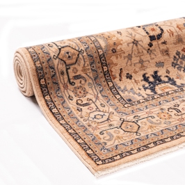 Covor living / dormitor Carpeta Antique 75211-53555, 160 x 230 cm, lana, bej + bleumarin + maro, dreptunghiular