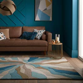 Covor living / dormitor Flair Rugs Infinite, 80 x 150 cm, poliester, albastru + gri + maro, dreptunghiular