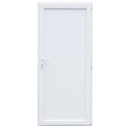Usa exterior din PVC cu panel, Far Est, 3 camere, prag aluminiu, dreapta, alb, 98 x 198 cm