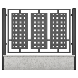 Panou metalic gard, plasa bordurata, G22B, otel, negru (RAL 9005), 1960 x 1500 mm
