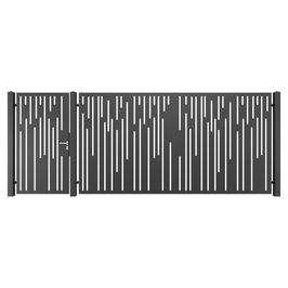 Porti metalice din tabla decupata, set poarta pietonala (stanga) si poarta auto, aluminiu, negru (RAL 9005), M32, 4280 x 1800 mm