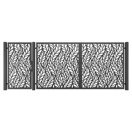 Porti metalice din tabla decupata, set poarta pietonala (stanga) si poarta auto, M37, otel, negru (RAL 9005), 4280 x 1800 mm