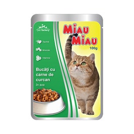 Hrana umeda pentru pisici, Miau Miau, adult, carne de curcan, 100g