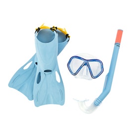 Set inot copii Snorkel Bestway 25024, masca + tub respiratie + labe inot, roz / albastru