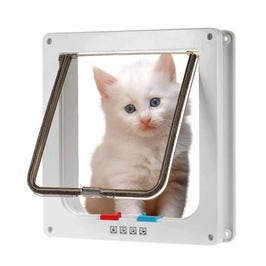 Usa de acces, pentru pisici, PVC, alb, marime S, 20 x 19.2 x 1.8 cm