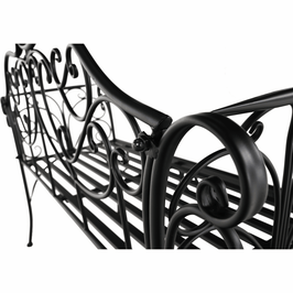 Banca pentru gradina, cu spatar, metal, negru, Etelia, 131 x 49 x 89 cm