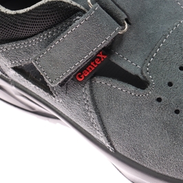Sandale de protectie, cu bombeu metalic, Gantex 5200-S1, piele intoarsa, gri, marimea 38