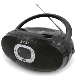 Radio AM / FM portabil Akai BM004A-614, CD / CD-R / CD-RW player, 2 W, alimentare retea sau baterii, USB, Aux in, iesire casti, display LCD, antena FM telescopica, negru