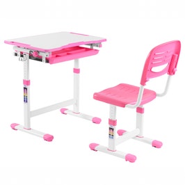 Birou si scaun pentru copii C3, reglabile pe inaltime, roz, 66 x 76 x 47 cm, 1C