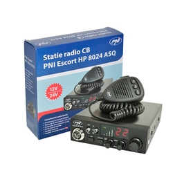 Statie radio auto CB PNI Escort HP 8024, 4 W, 12 V - 24 V, squelch automat reglabil, functie blocare taste, buton canale urgenta 9/19, conexiune difuzor suplimentar