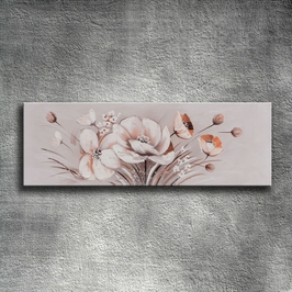 Tablou canvas DED-171415, compozitie cu flori, panza + lemn de brad + vopsea acrilica, 40 x 120 cm
