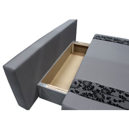 Canapea extensibila 3 locuri Ianis, cu lada, gri + negru, 190 x 92 x 86 cm, 1C