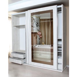 Dulap dormitor Opera L250/H230, alb craft, 2 usi glisante, cu oglinda, 250 x 65 x 230 cm, 10C