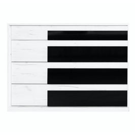 Comoda dormitor Opera M4, cu 4 sertare, alb craft + negru lucios, 130 x 50 x 89 cm, 5C