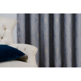 Draperie Mendola Fabrics, model Elysium, Monograma, jacquard, albastru-gri, semiopac, 280 cm