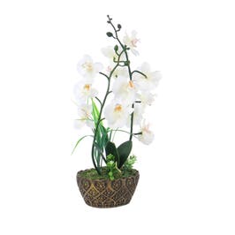 Floare artificiala JYH-3370, orhidee alb, 42 cm