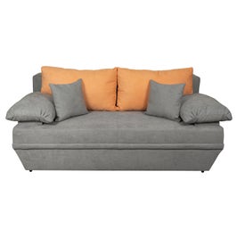 Canapea extensibila 3 locuri Alice, cu lada, gri deschis + portocaliu, 190 x 95 x 80 cm, 2C