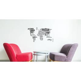 Sticker decorativ perete, living, Word Map, PT3003 TR, 50 x 70 cm