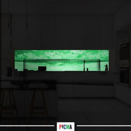 Panou decorativ bucatarie Splashback, compozit, luminescent, SPB 041, plaja, 2000 x 600 x 3 mm