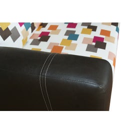 Canapea extensibila 2 locuri Mickey, stanga, cu lada, wenge + multicolor, 142 x 75 x 80 cm, 1C