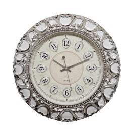 Ceas de perete D3330, analog, rotund, plastic, argintiu, 45 cm