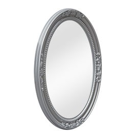 Oglinda decorativa BX6007, rama ovala, argintiu, 61.5 x 80 x 4.5 cm