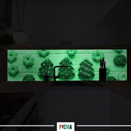 Panou decorativ bucatarie Splashback, compozit, luminescent, SPB 226, prajituri de Craciun, 4000 x 750 x 3 mm