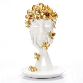 Statueta Crown, Ella Home, rasina, alb, 27 cm